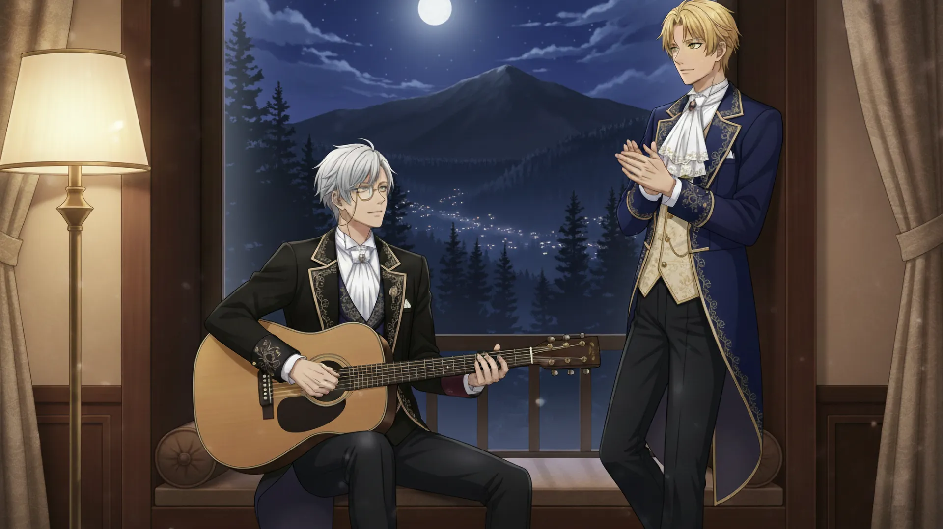 ギターを演奏するリゲルと、それを聞いているラムリーザの場面