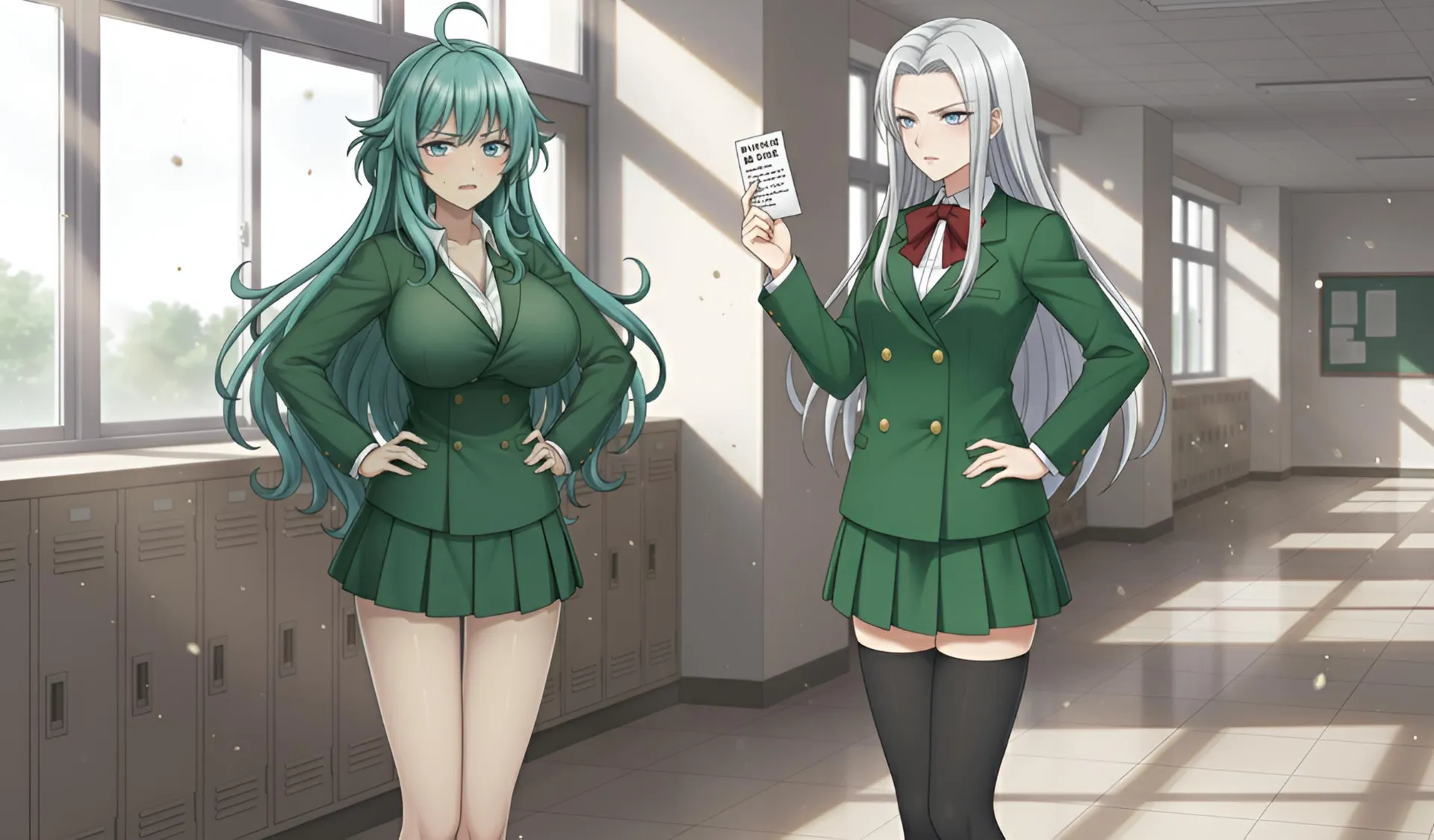 風紀監査委員のケルムが、ソニアの服装の乱れを指摘する場面