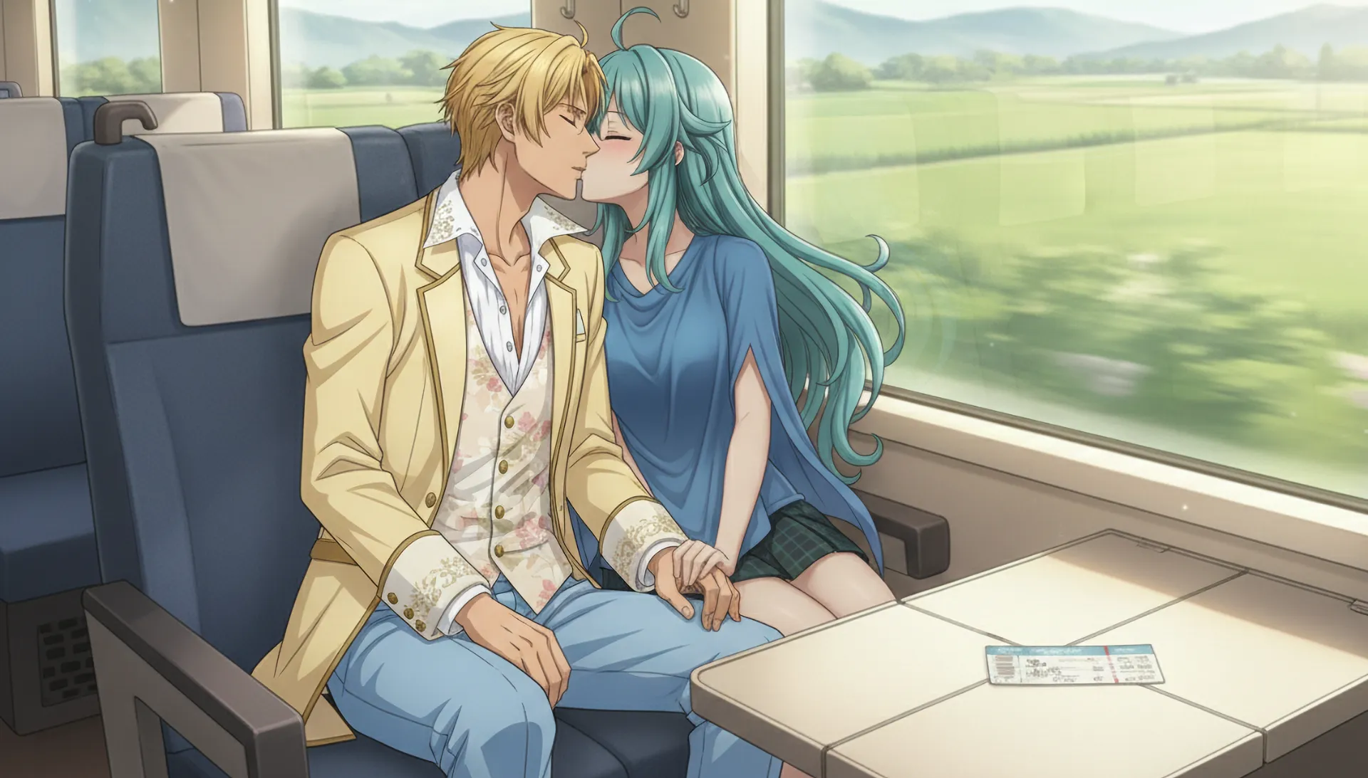 ラムリーザとソニアが、帰省中の汽車の中でキスをする場面