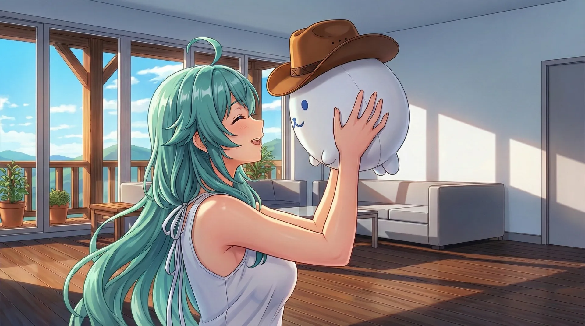 ソニアがココちゃんと遊ぶ場面