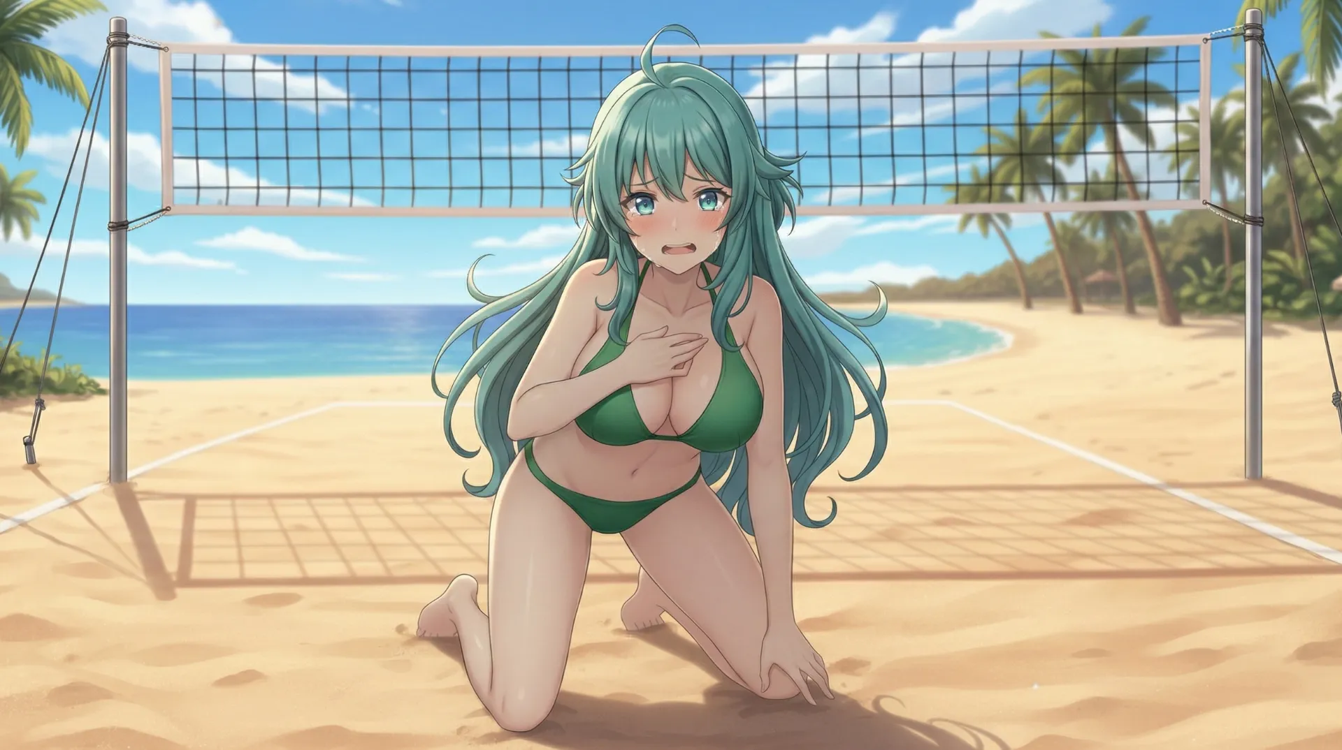 ソニアがビーチバレーで負けて泣き出す場面